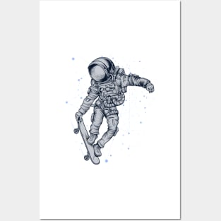 Astronaut with skateboard Posters and Art